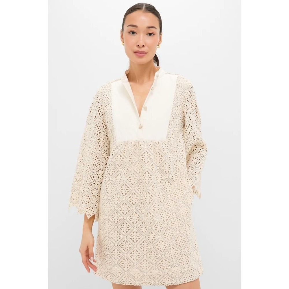 NWT Tuckernuck Tan Diamond Lace Crochet Mini‎ Calliope Dress ($198) Size XXL